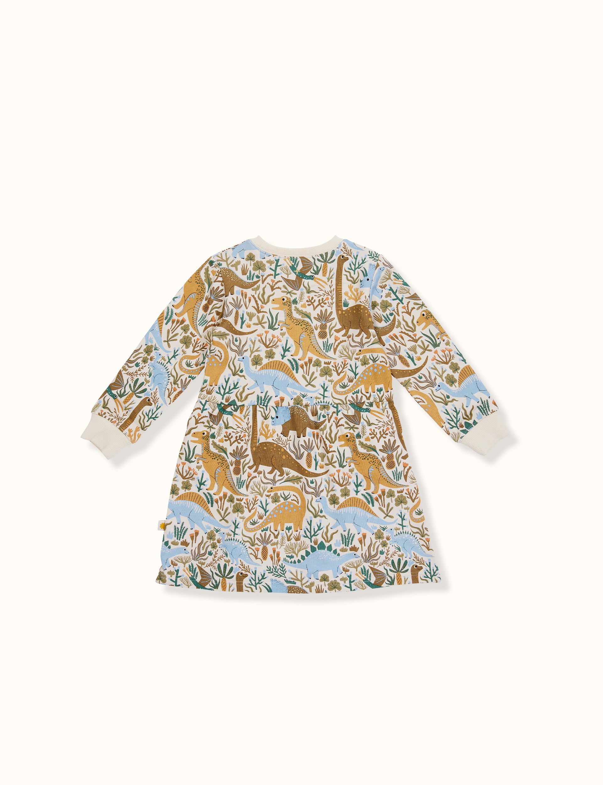 Dino Roar Gathered Pocket Dress Blue