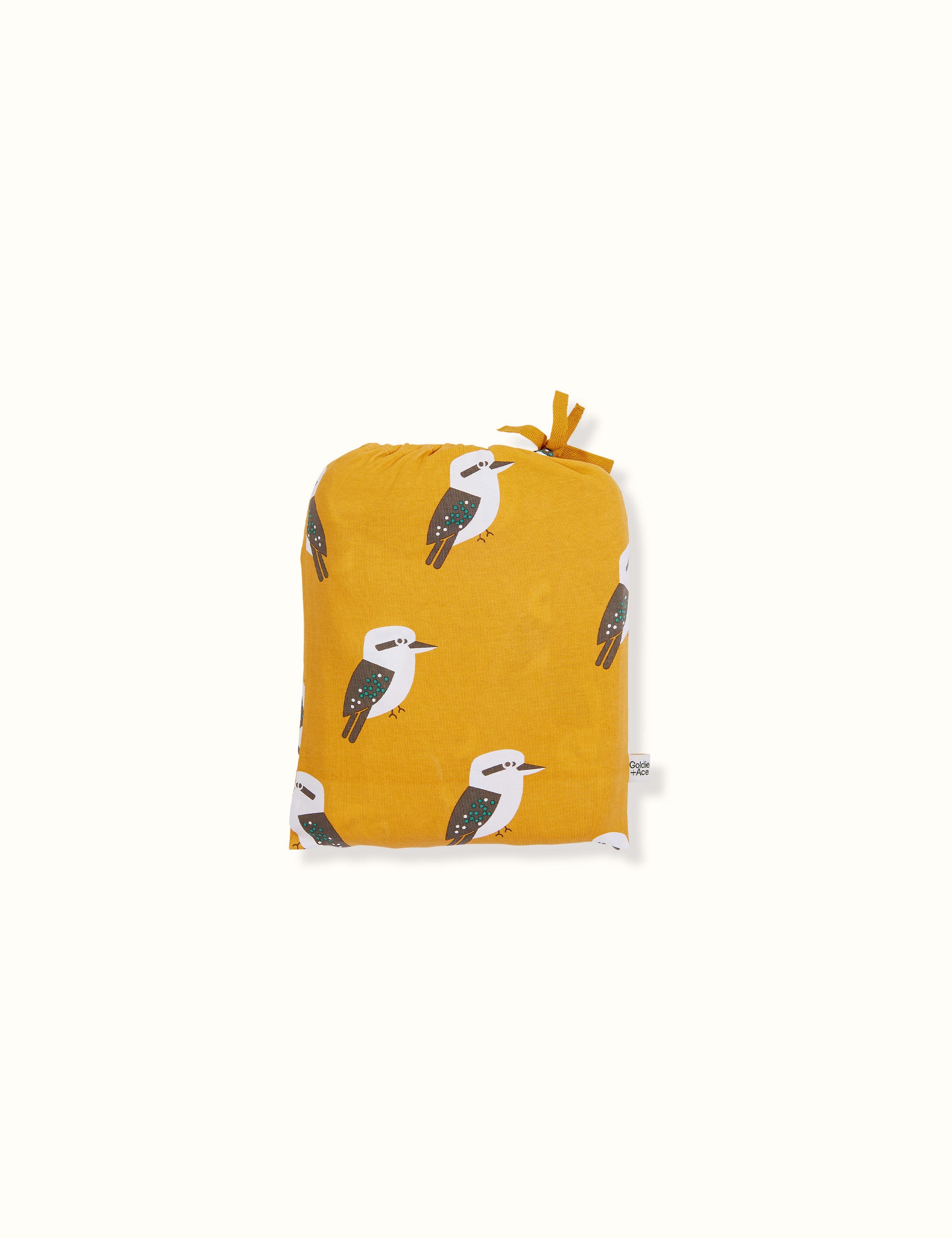Kyle Kookaburra Print Fitted Sheet Mustard