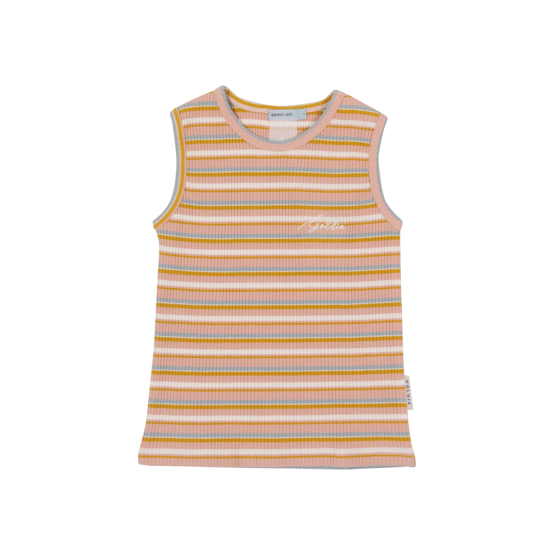 Goldie Ribbed Cotton Singlet Pink/Gold