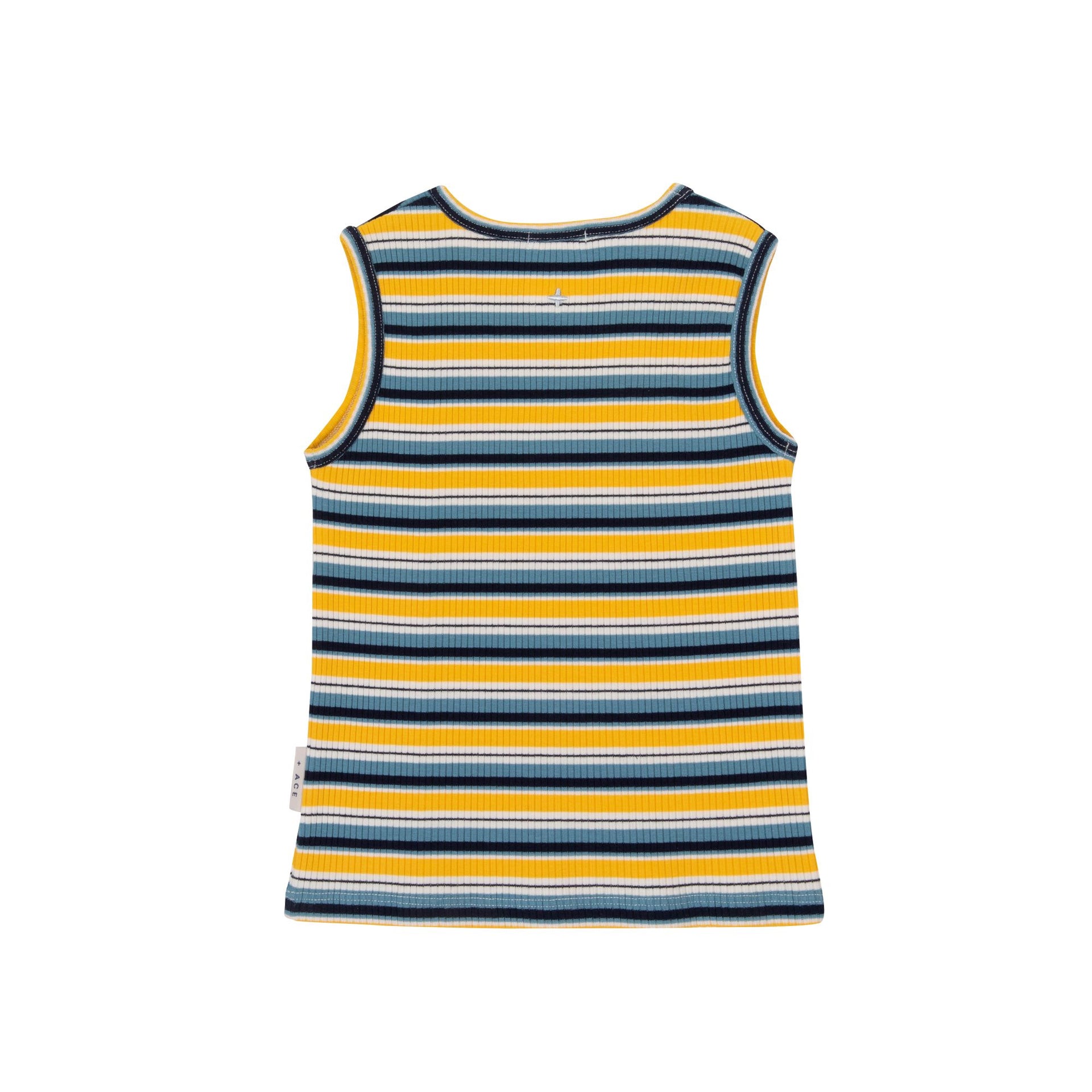 Goldie Ribbed Cotton Singlet Yellow/Blue