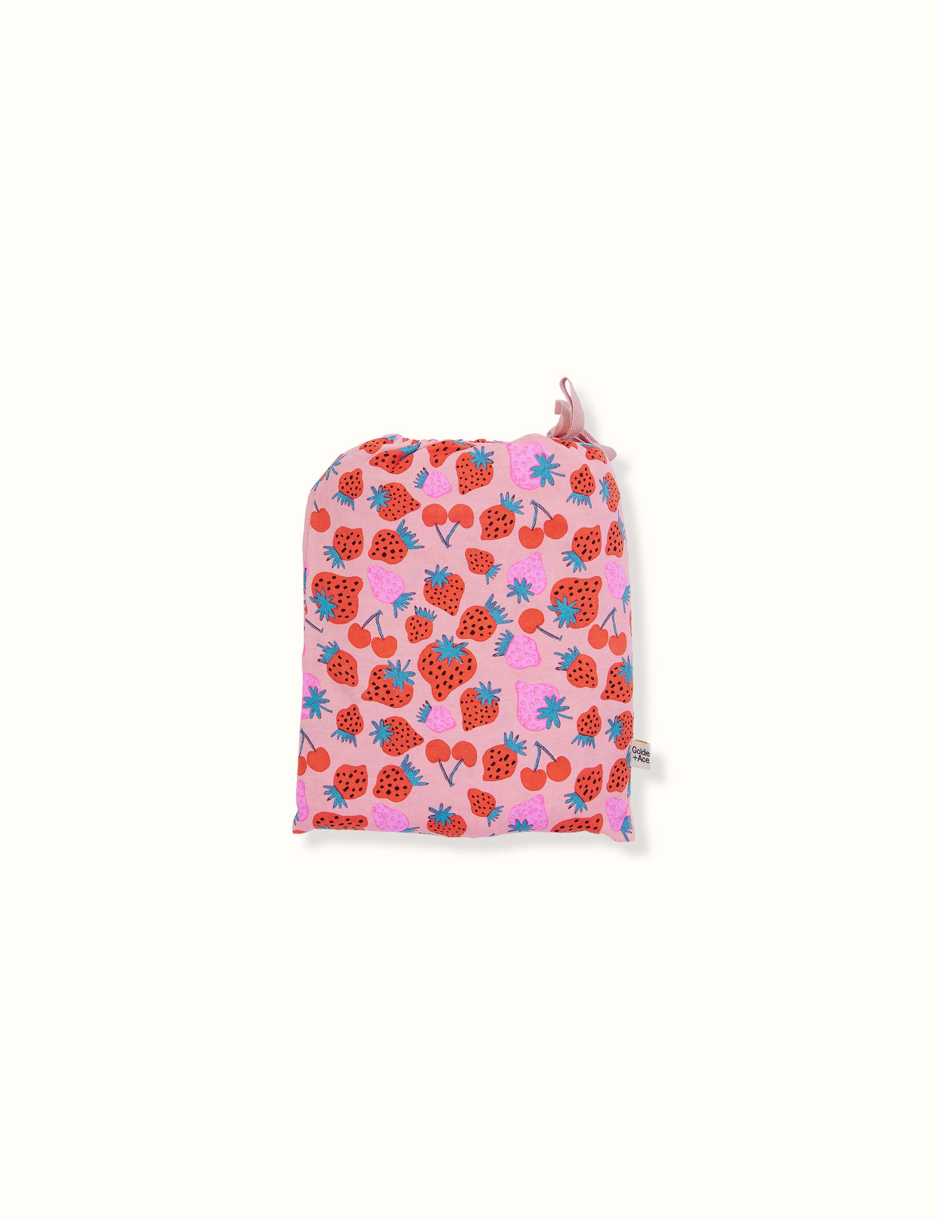 Sally Strawberry Print Fitted Sheet Pink