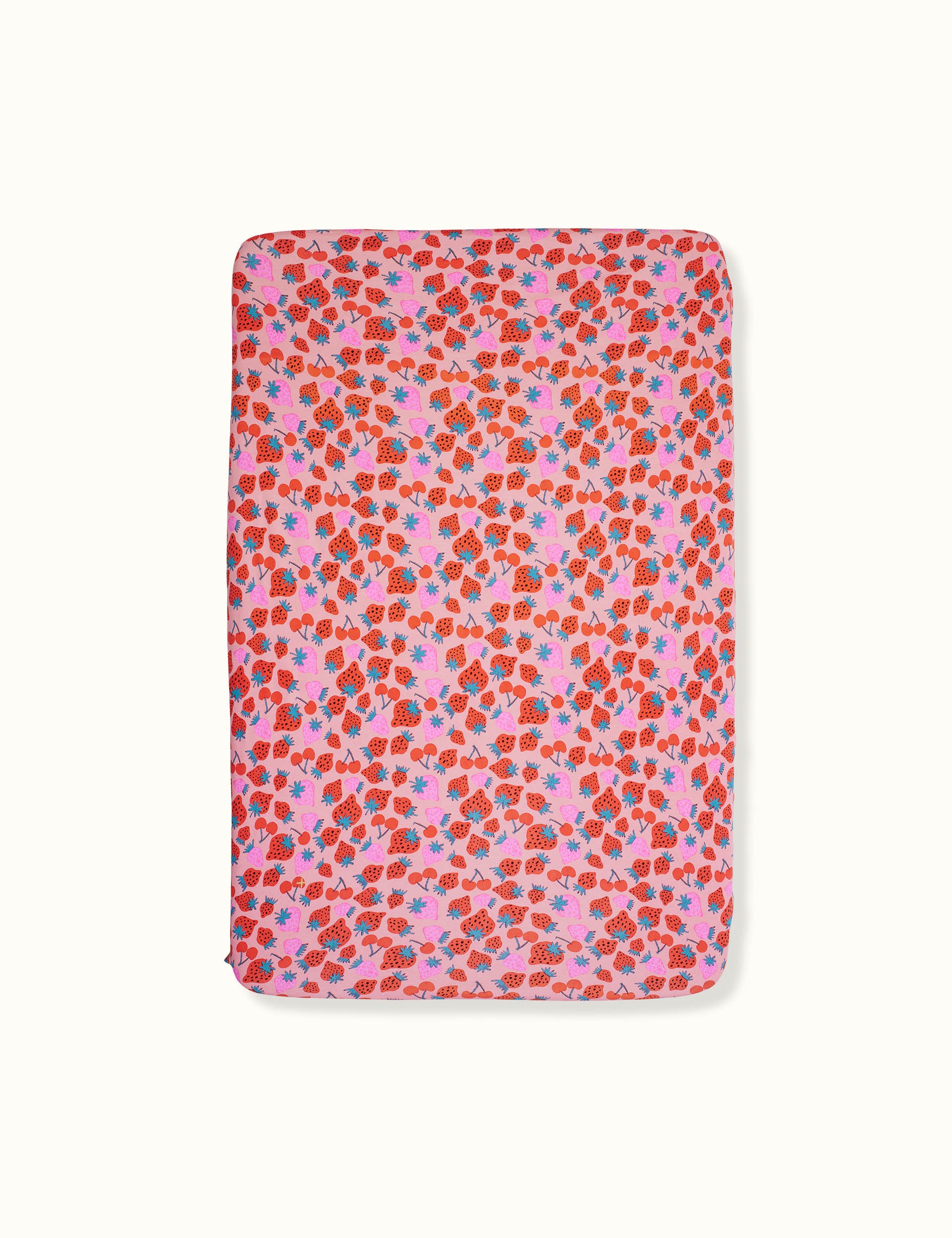 Sally Strawberry Print Fitted Sheet Pink