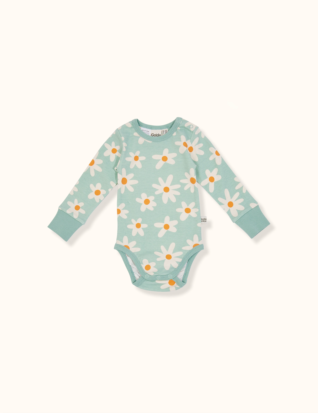 Mint Ditzy Daisy Long Sleeve Bodysuit