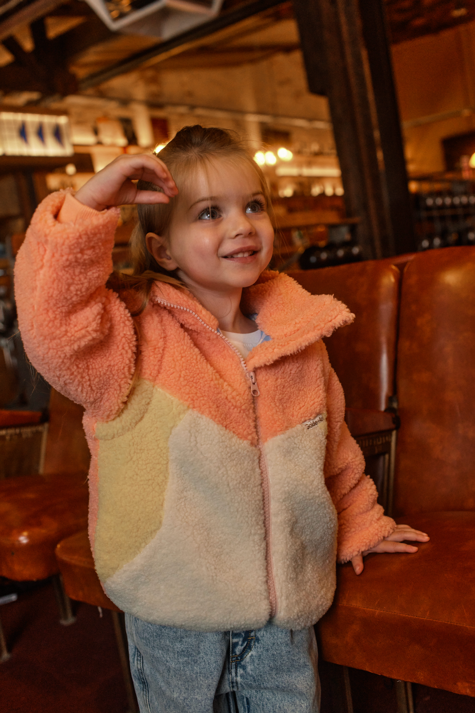 Maxx Shearling Jacket With Zip Off Sleeves Peach Cream
