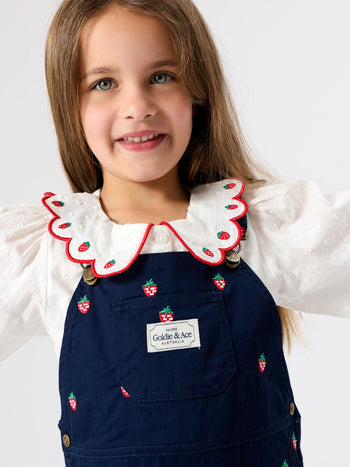 Scallop Collar Strawberry Cropped Blouse