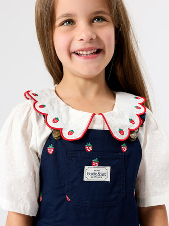 Mini Strawberry Embroidered Burton Overalls