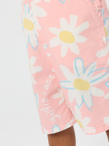 Pink Daisy Burton Overalls
