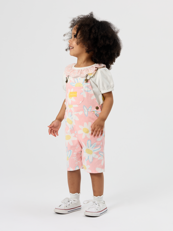 Pink Daisy Burton Overalls
