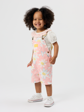Pink Daisy Burton Overalls