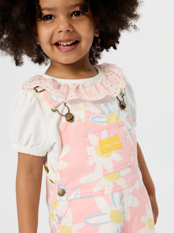 Pink Daisy Burton Overalls