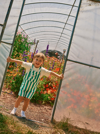Happy Stripe Button Burton Overalls