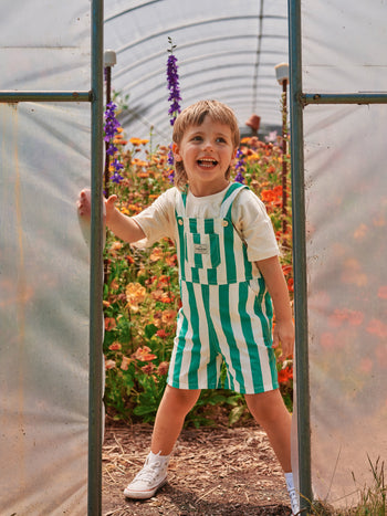Happy Stripe Button Burton Overalls