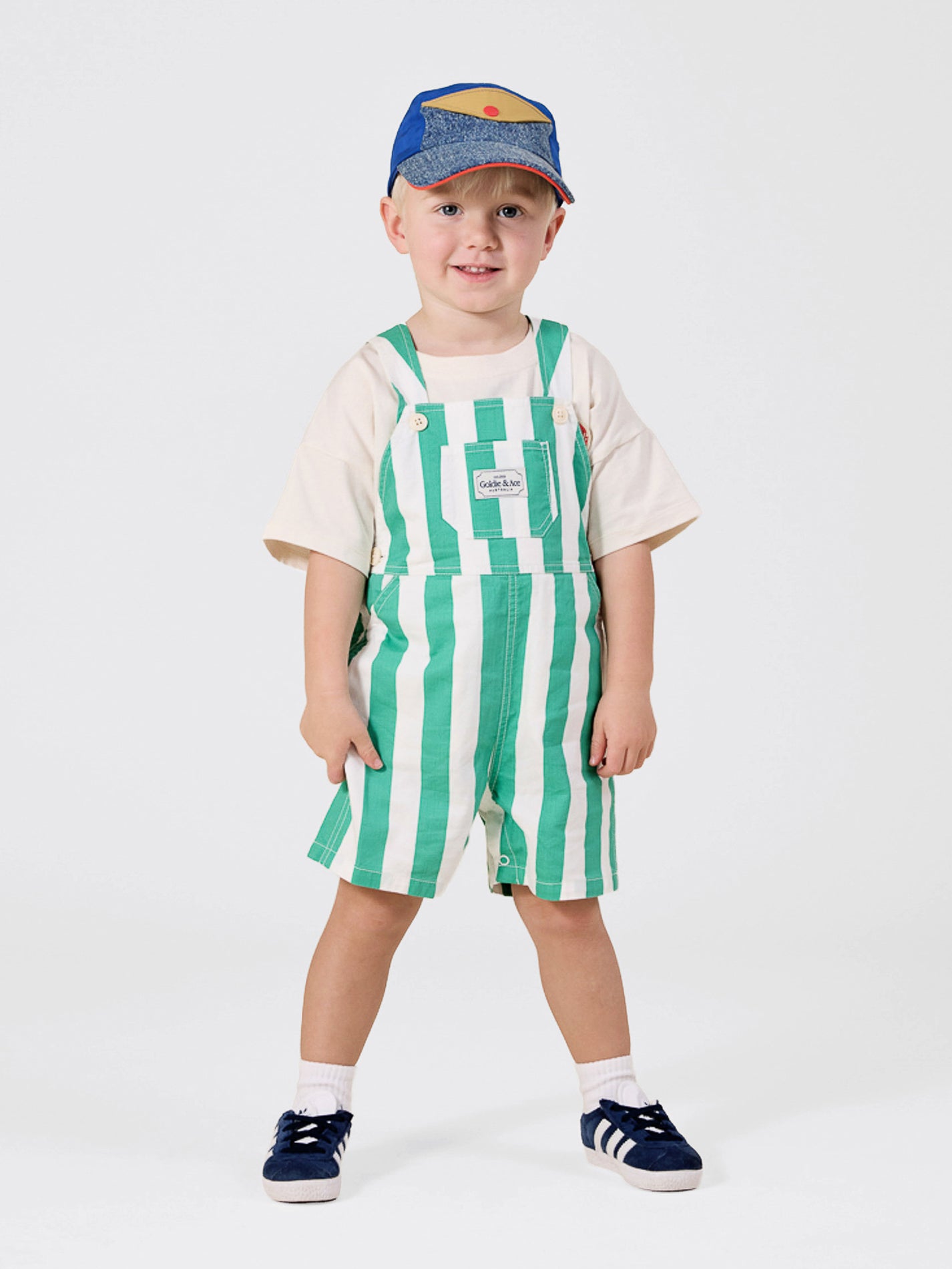 Happy Stripe Button Burton Overalls