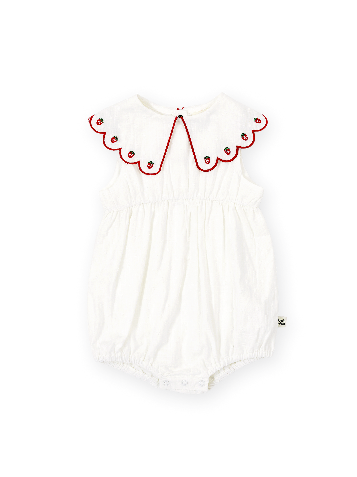 Scallop Collar Strawberry Romper