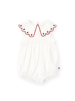 Scallop Collar Strawberry Romper