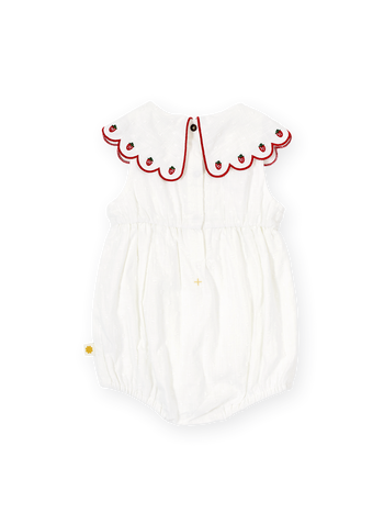 Scallop Collar Strawberry Romper