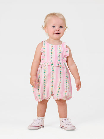Antique Stripe Strawberry Bubble Romper