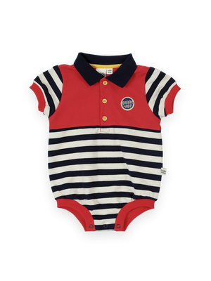 Panelled Stripe Polo Romper