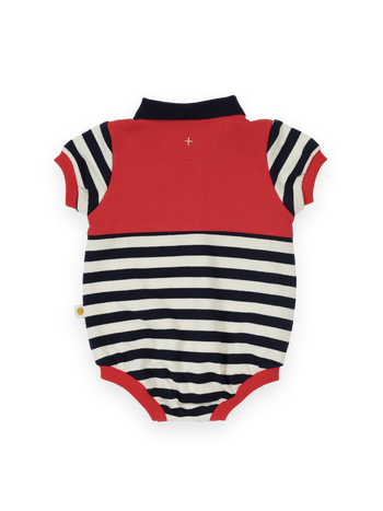 Panelled Stripe Polo Romper