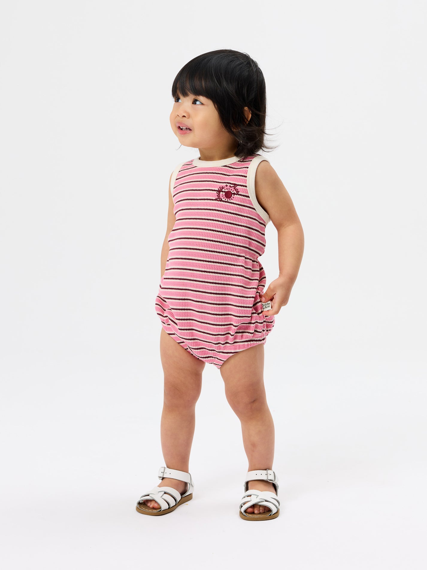 Waffle Bubble Romper Pink