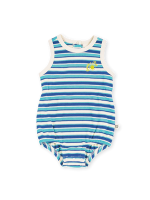 Waffle Bubble Romper Blue