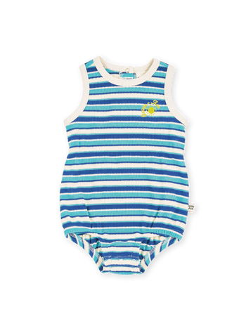 Waffle Bubble Romper Blue