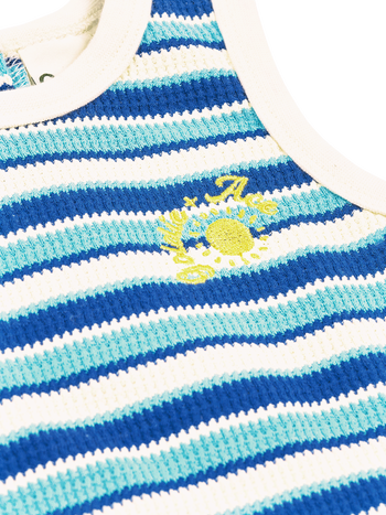 Waffle Bubble Romper Blue