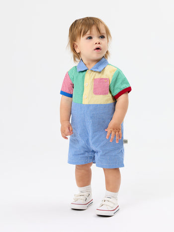 Gingham Colour Block Romper