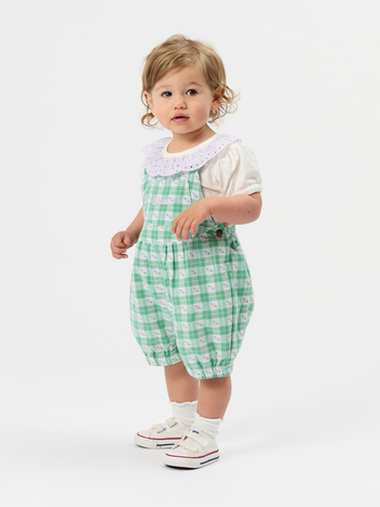 Meadow Gingham Bubble Overalls