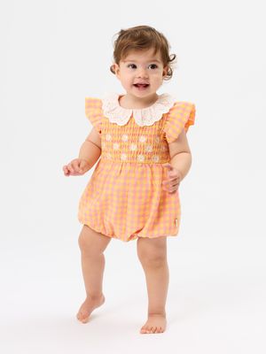 Sherbet Check Smocked Romper