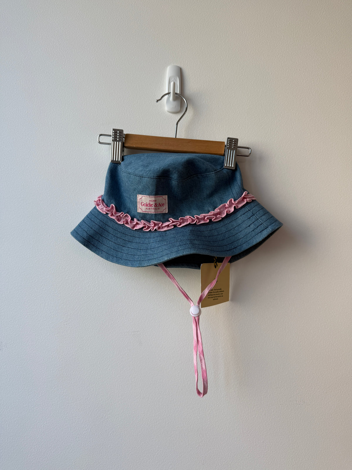 DENIM PINK FRILL HAT - 2-5Y