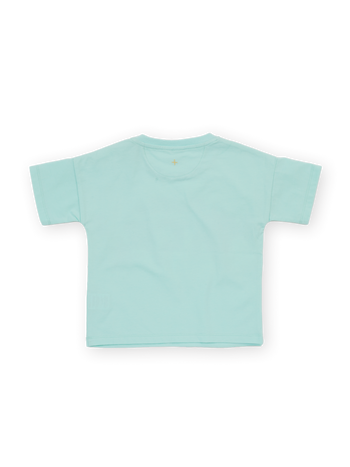 The Goldie + Ace Alpine T-Shirt in Mint pictured on a transparent background. The material is 100% cotton. It is a t-shirt made for babies, toddlers and kids.