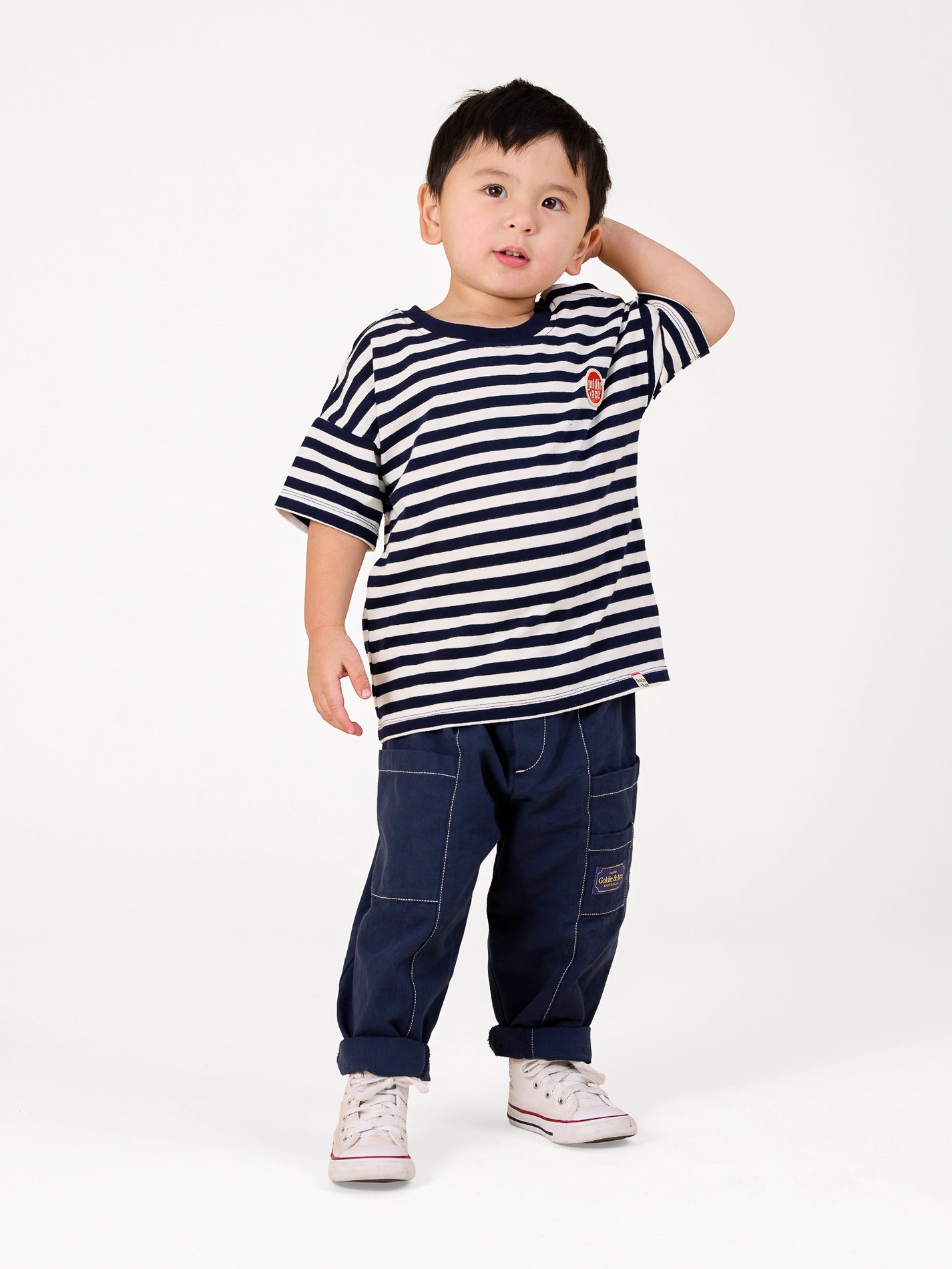 Essential Stripe Logo T-Shirt Navy