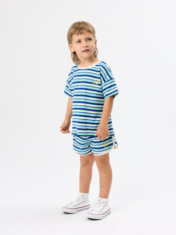 Waffle Stripe T-Shirt Blue