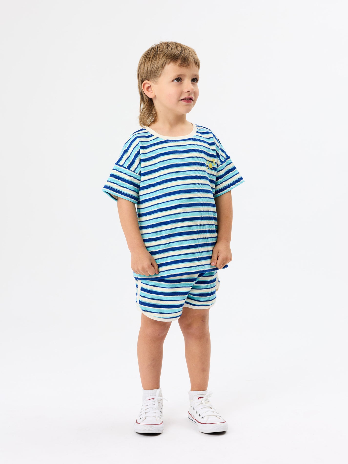 Waffle Stripe T-Shirt Blue