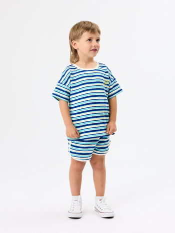 Waffle Stripe T-Shirt Blue