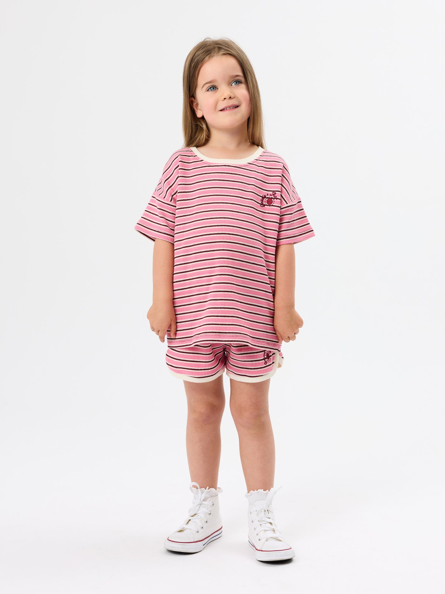 Waffle Stripe T-Shirt Pink