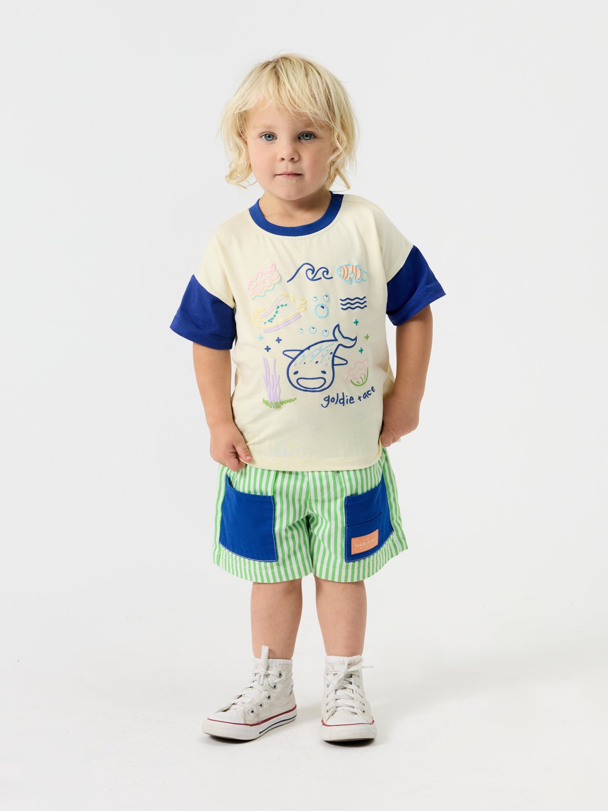 Green Stripe Carpenter Shorts