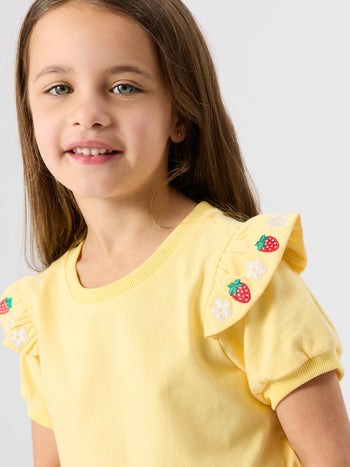Flounce Shoulder Strawberry Top
