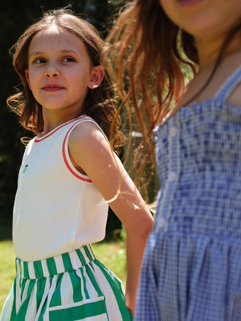 Shirred Gingham Apple Dress