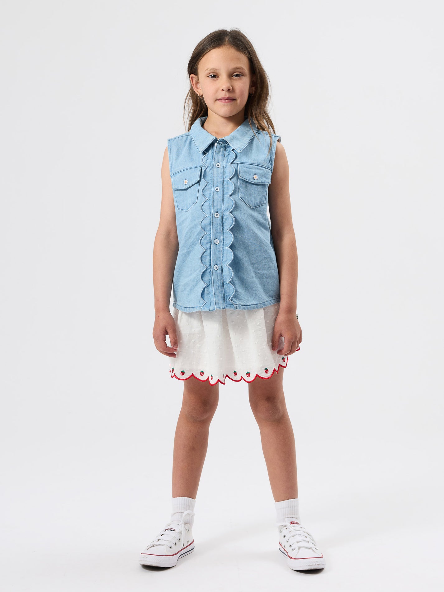 Scallop Edge Chambray Vest