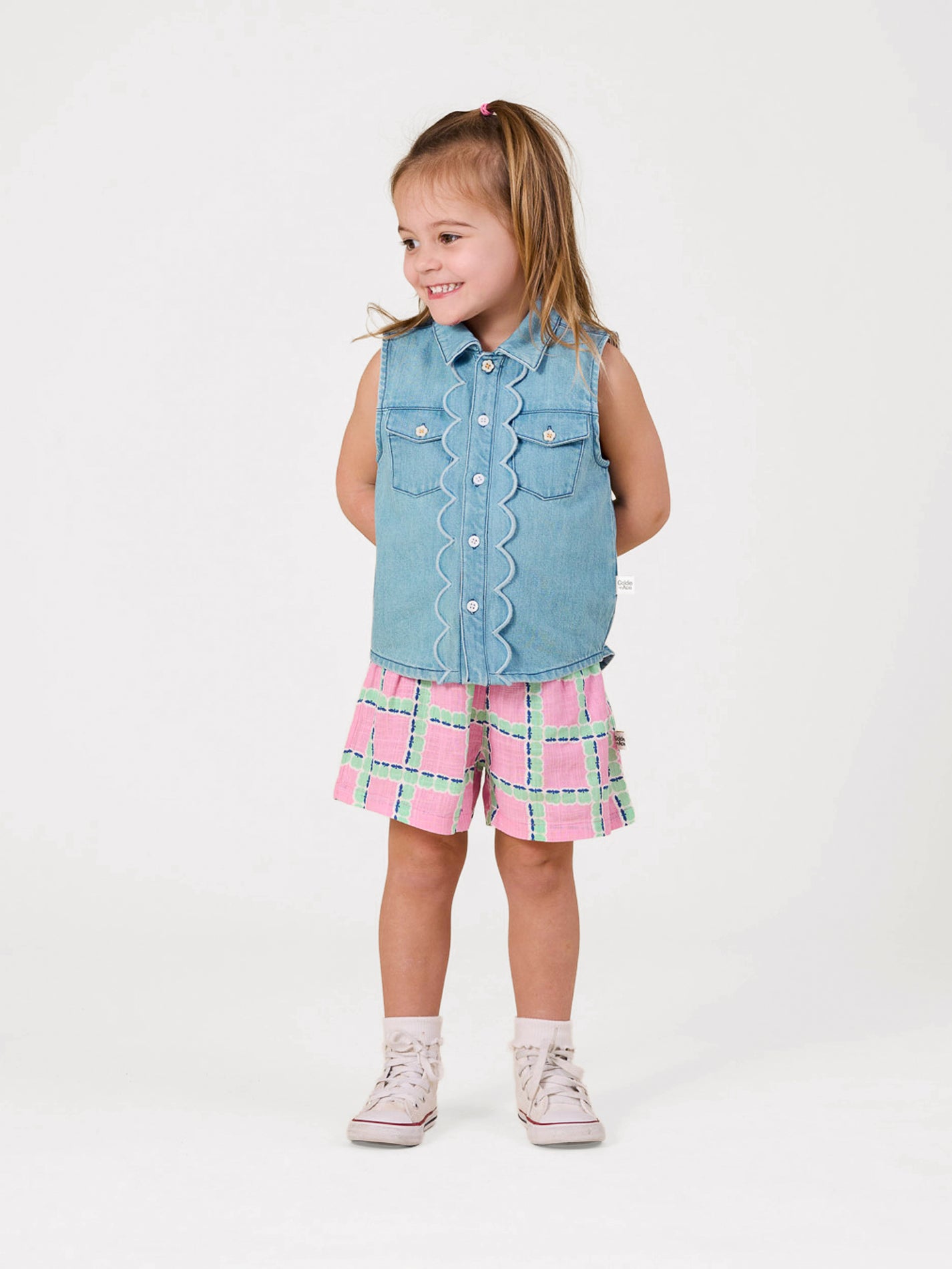 Scallop Edge Chambray Vest