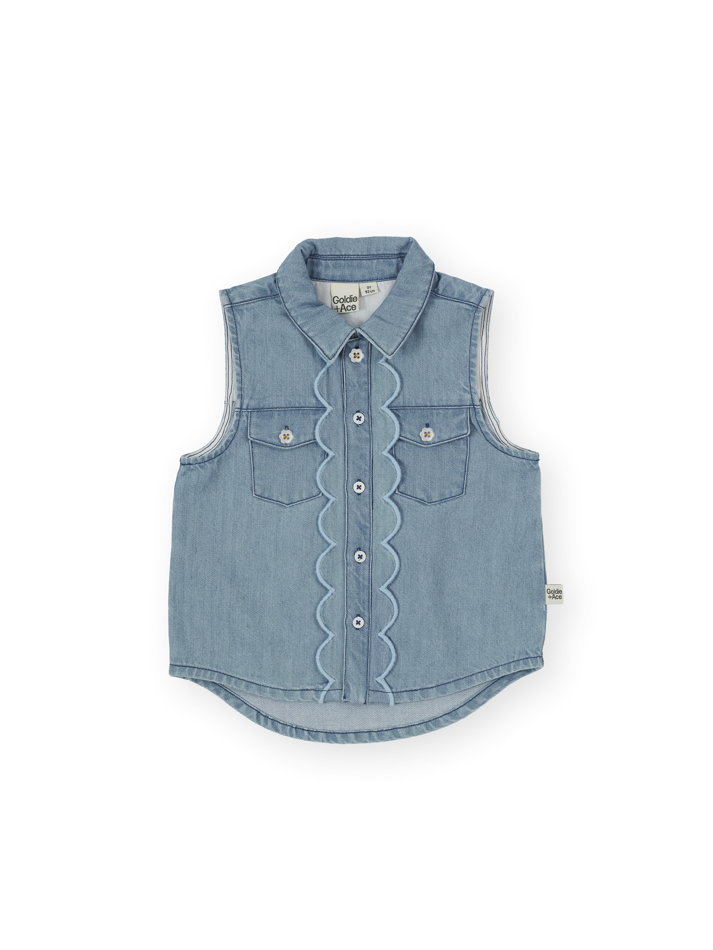Scallop Edge Chambray Vest