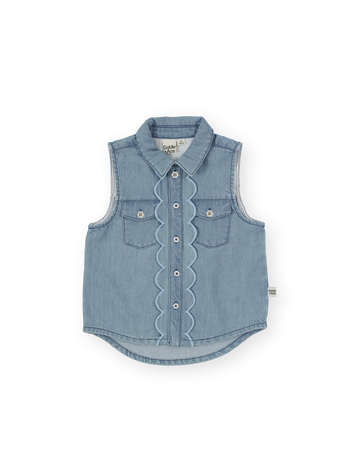 Scallop Edge Chambray Vest