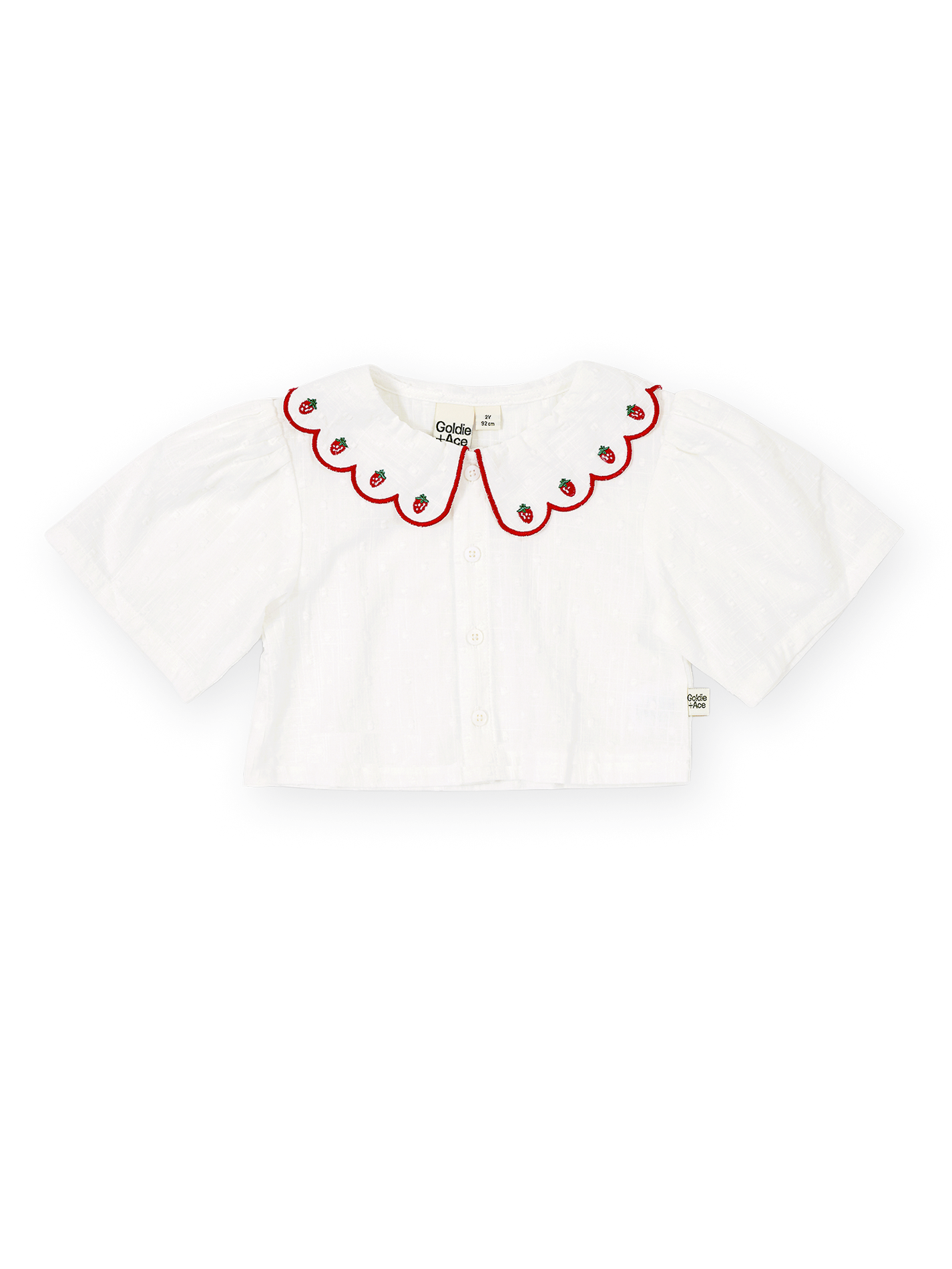 Scallop Collar Strawberry Cropped Blouse