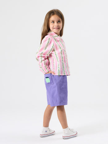 Wide Leg Apple Denim Shorts