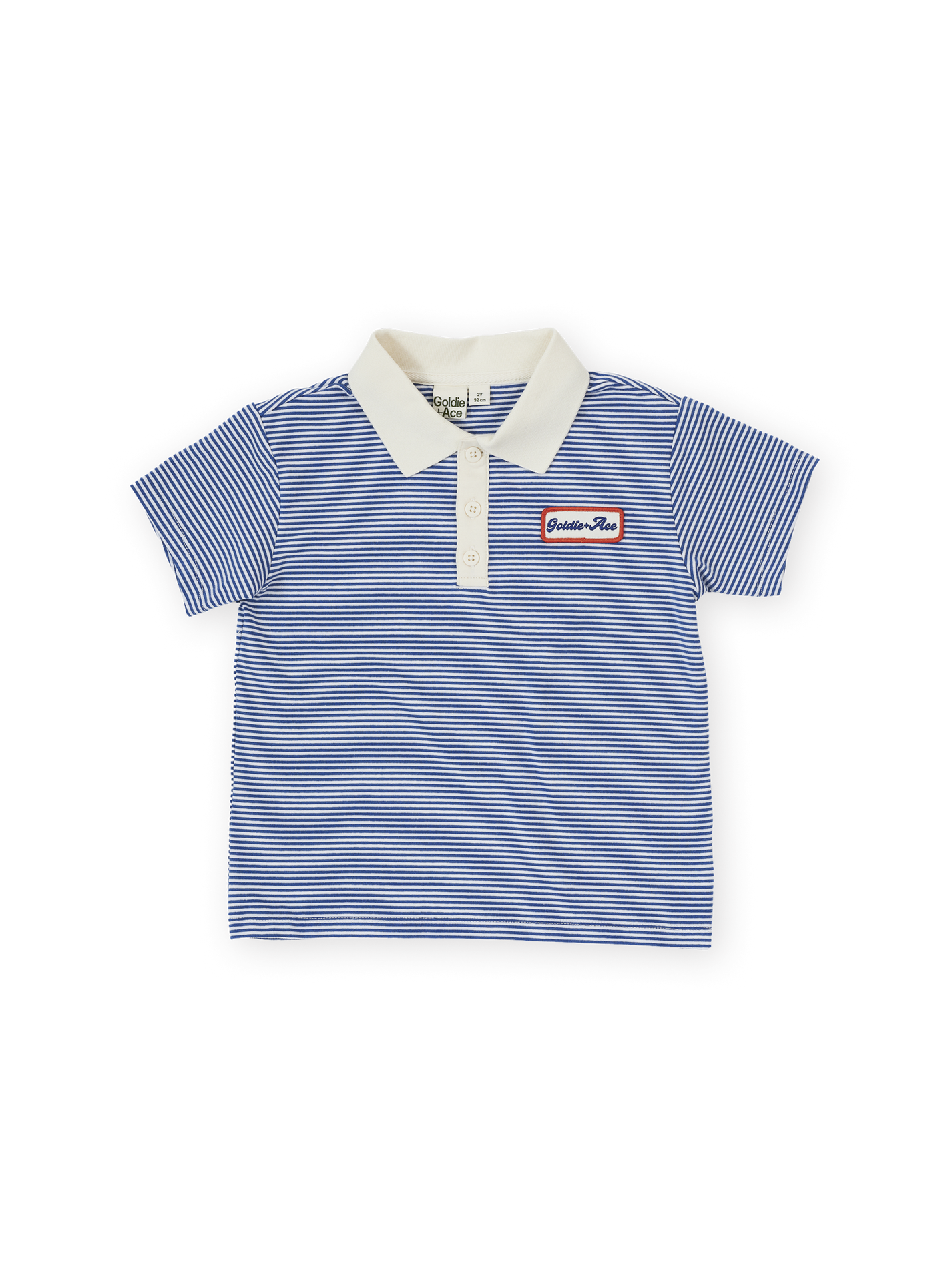 Navy Stripe Logo Polo Top