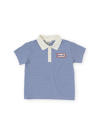 Navy Stripe Logo Polo Top