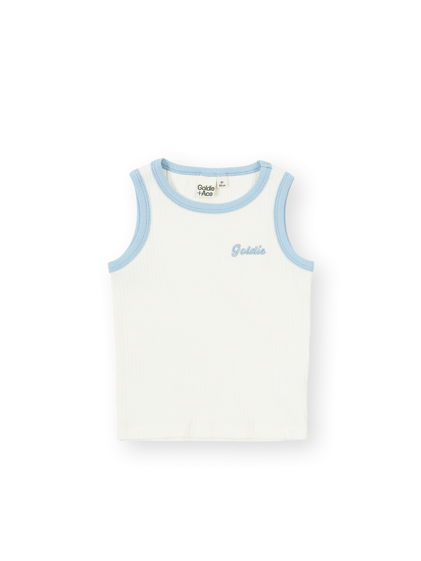 Embroidered Colour Pop Rib Singlet White