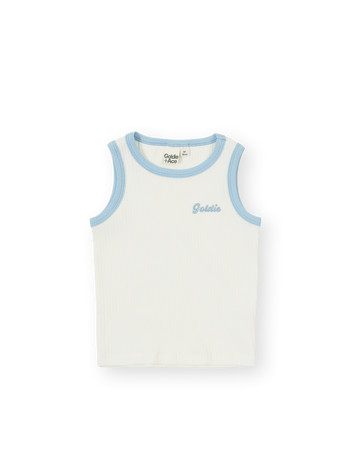Embroidered Colour Pop Rib Singlet White